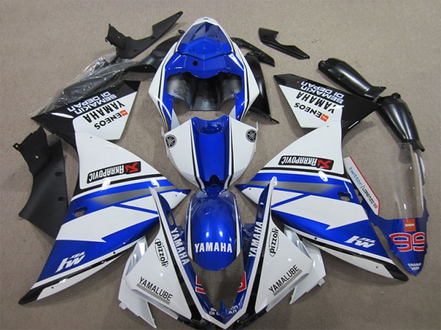 Azul Blanco Pizzoli Carenado Moto Yamaha R1 12-14 Azul Blanco Pizzoli Carenado Moto Yamaha R1 12-14