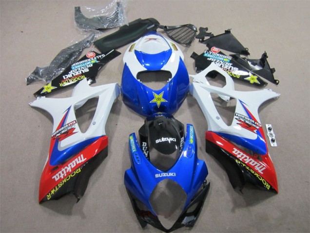 Azul Blanco Rockstar Carenado Moto Suzuki GSXR 1000 K7 07-08 Azul Blanco Rockstar Carenado Moto Suzuki GSXR 1000 K7 07-08
