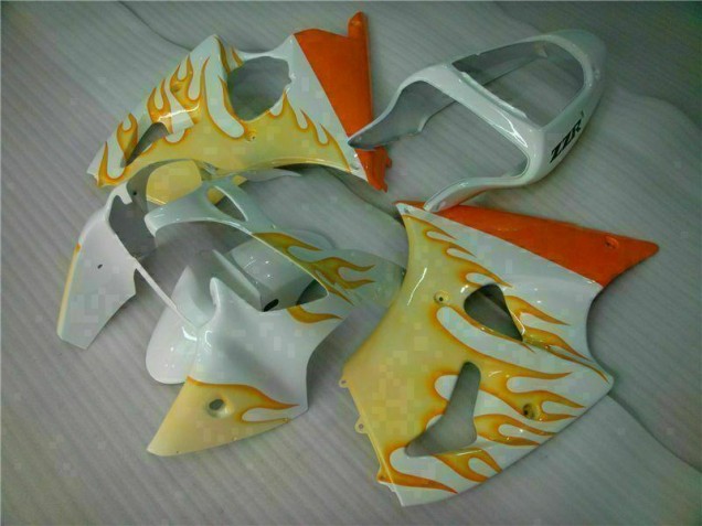 Blanco Amarillo Llama Carenado Moto Kawasaki ZX6R 00-02 Blanco Amarillo Llama Carenado Moto Kawasaki ZX6R 00-02