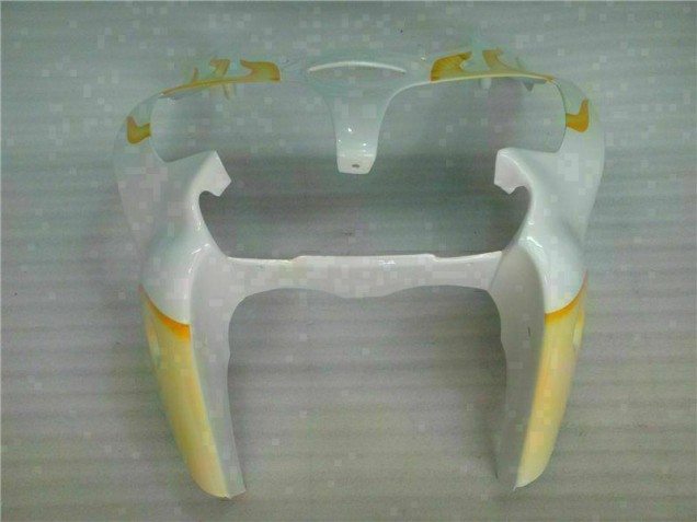 Blanco Amarillo Llama Carenado Moto Kawasaki ZX6R 00-02 Blanco Amarillo Llama Carenado Moto Kawasaki ZX6R 00-02
