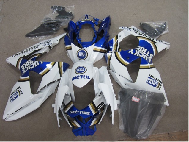 Blanco Lucky Strike Azul Motul Carenado Moto Suzuki GSXR 1000 K9 09-16 Blanco Lucky Strike Azul Motul Carenado Moto Suzuki GSXR 1000 K9 09-16
