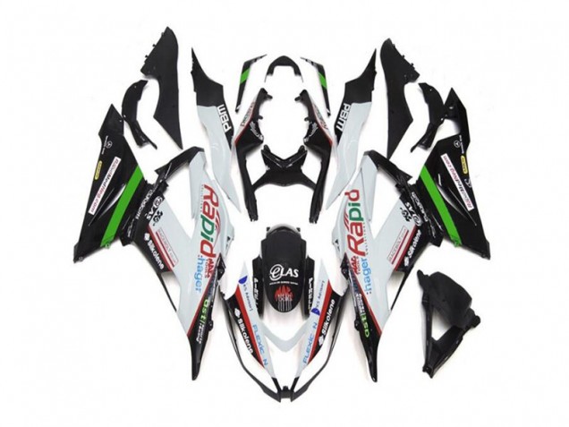 Blanco Negro ABS Kits Carenado Moto Kawasaki ZX6R 13-18 Blanco Negro ABS Kits Carenado Moto Kawasaki ZX6R 13-18