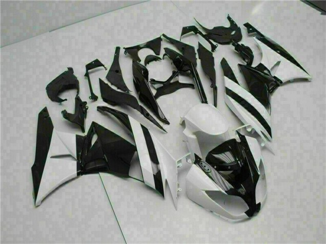 Blanco Negro ABS Moto Plástica Kawasaki ZX6R 09-12 Blanco Negro ABS Moto Plástica Kawasaki ZX6R 09-12