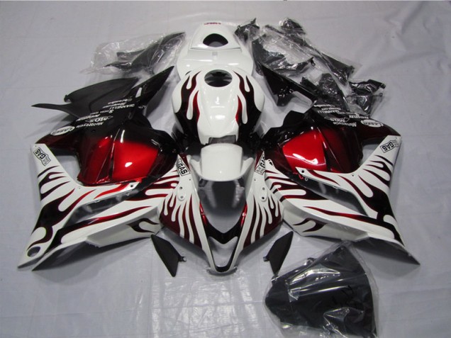 Blanco Negro Rojo Llama Carenado Moto Honda CBR 600 RR 09-12 Blanco Negro Rojo Llama Carenado Moto Honda CBR 600 RR 09-12