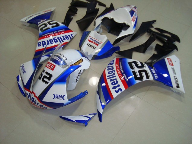 Blanco Negro Sterilgarda Carenado Moto Yamaha R1 12-14 Blanco Negro Sterilgarda Carenado Moto Yamaha R1 12-14