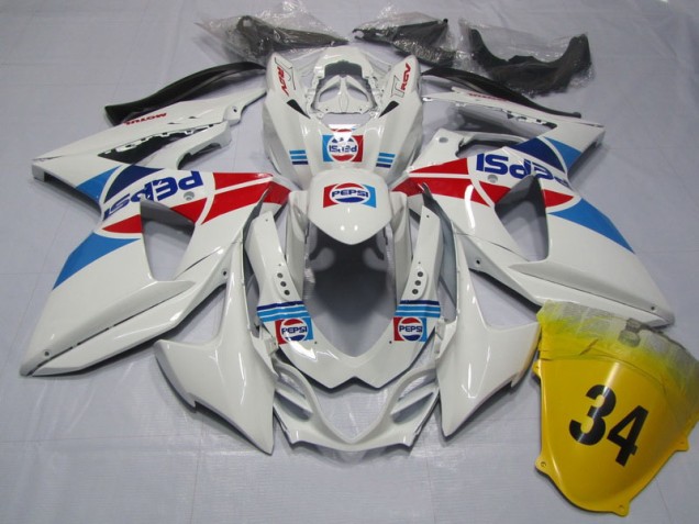 Blanco Pepsi 34 Carenado Moto Suzuki GSXR 1000 K9 09-16 Blanco Pepsi 34 Carenado Moto Suzuki GSXR 1000 K9 09-16
