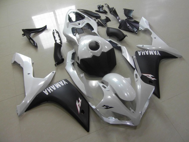 Blanco Perla Negro Mate Carenado Moto Yamaha R1 07-08 Blanco Perla Negro Mate Carenado Moto Yamaha R1 07-08