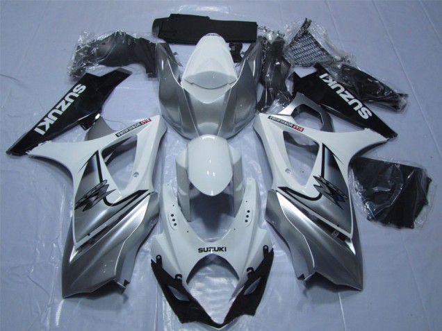 Blanco Plata Negro Carenado Moto & Plástico Suzuki GSXR 1000 K7 07-08 Blanco Plata Negro Carenado Moto & Plástico Suzuki GSXR 1000 K7 07-08