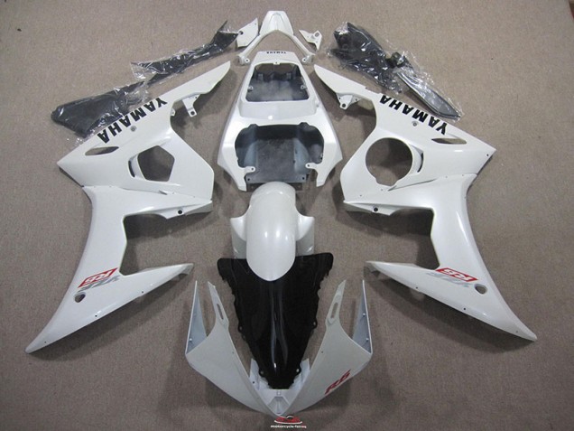 Blanco con Negro Calcomanía Carenado Moto Yamaha R6 03-05 Blanco con Negro Calcomanía Carenado Moto Yamaha R6 03-05