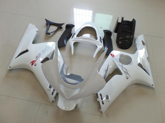 Blanco con Plata Calcomanías Carenado Moto Kawasaki ZX6R 03-04 Blanco con Plata Calcomanías Carenado Moto Kawasaki ZX6R 03-04