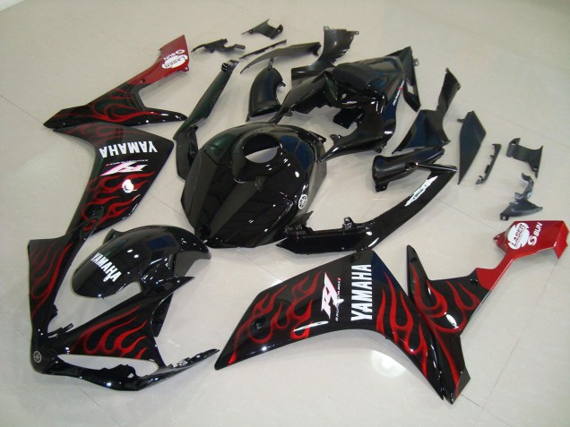 Brillante Negro Llama Carenado Moto Yamaha R1 07-08 Brillante Negro Llama Carenado Moto Yamaha R1 07-08