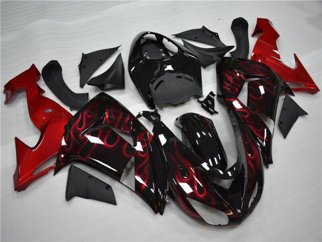 Compra Carenado Moto Kawasaki ZX10R 2006-2007 - Negro Brillante Rojo Llama
