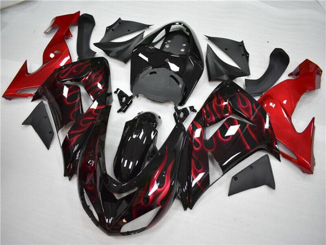 Compra Carenado Moto Kawasaki ZX10R 2006-2007 - Negro Brillante Rojo Llama
