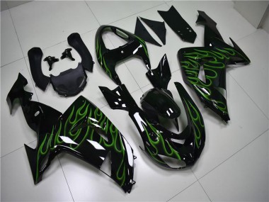 Compra Carenados Moto Kawasaki ZX10R 2006-2007 - Negro Brillante Verde Llama