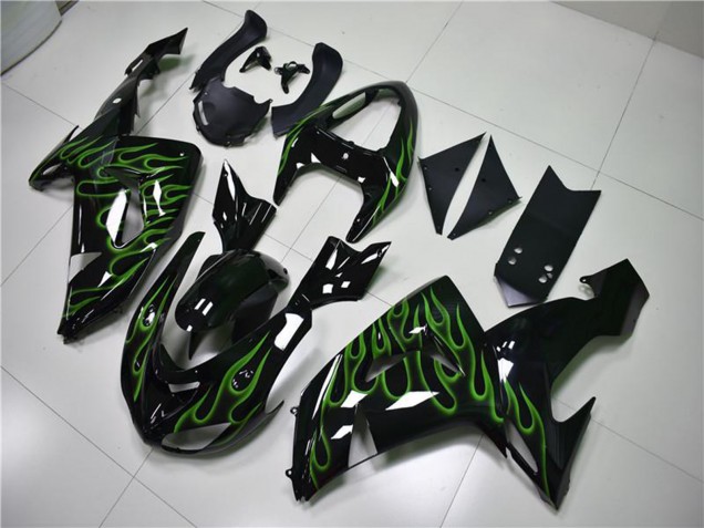 Compra Carenados Moto Kawasaki ZX10R 2006-2007 - Negro Brillante Verde Llama