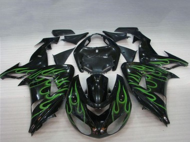 Compra Carenados Moto Kawasaki ZX10R 2006-2007 - Negro Brillante Verde Llama