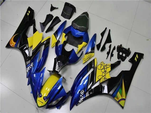 Compra Carenados Moto Yamaha YZF R6 2006-2007 - Azul Amarillo Negro Brillante Tiburón