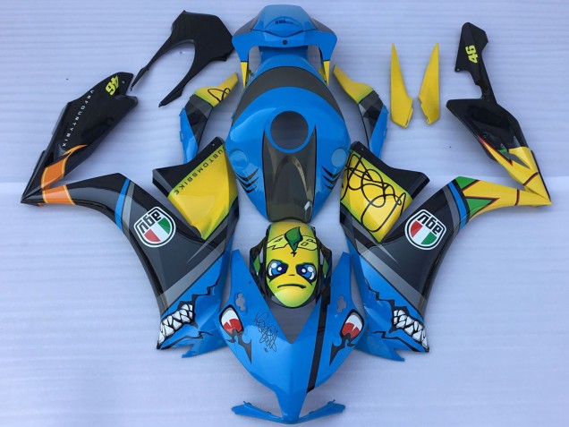 Compra Carenados Moto Honda CBR1000RR 2012-2016 - Azul Amarillo Negro Brillante Tiburón Teeth