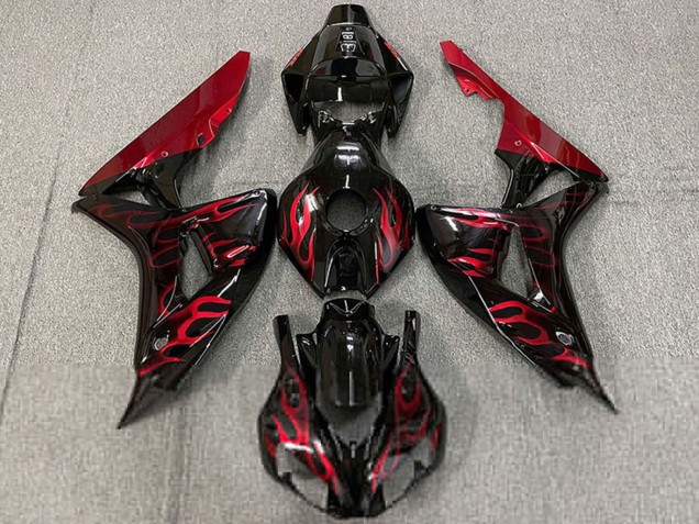 Compra Carenados Moto Honda CBR1000RR 2006-2007 - Negro Brillante Rojo Llama