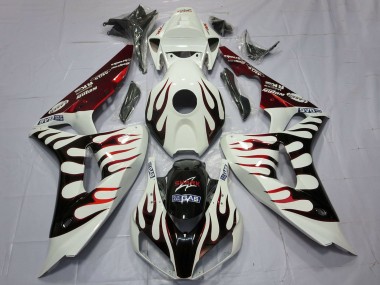 Compra Carenados Moto Honda CBR1000RR 2006-2007 - Blanco Rojo Negro Brillante Llama