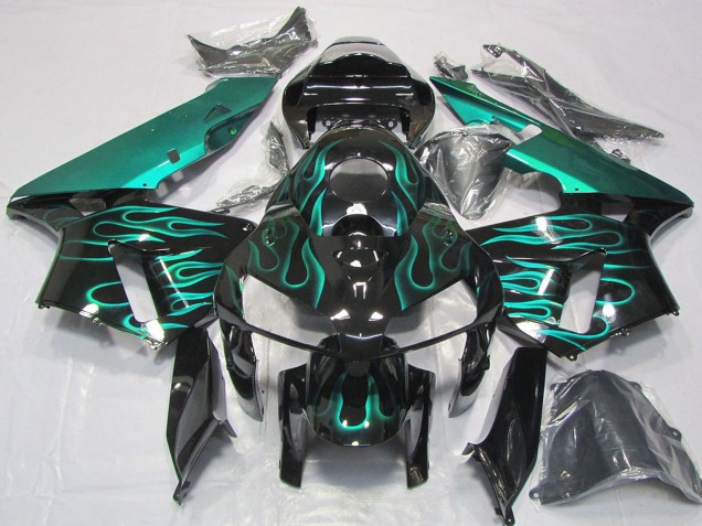 Compra Carenados Moto Honda CBR600RR 2005-2006 - Negro Brillante Azul Verdoso Llama