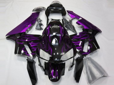 Compra Carenados Moto Honda CBR600RR 2003-2004 - Negro Brillante Púrpura Llama