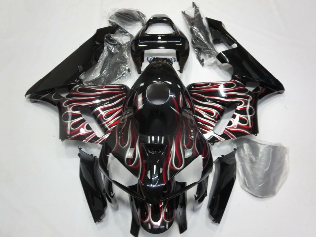Compra Carenados Moto Honda CBR600RR 2005-2006 - Negro Brillante Plata Rojo Llama