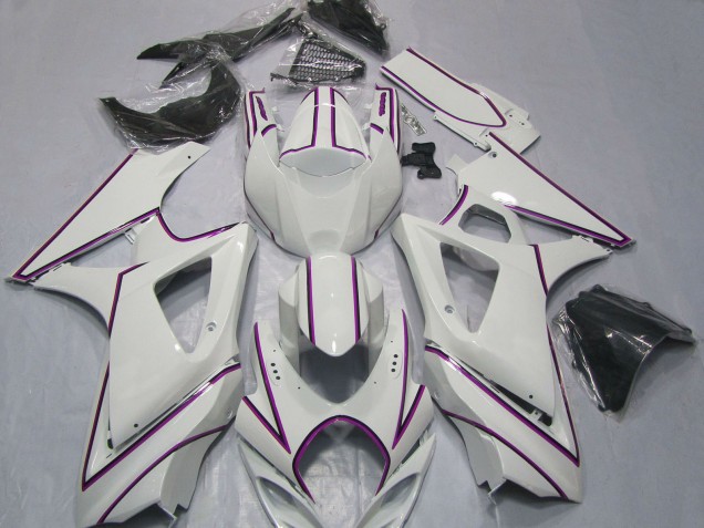 Compra Carenados Moto Suzuki GSXR 1000 2007-2008 - Blanco Brillante Rosa Pinstripe