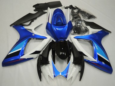 Compra Carenado Moto Suzuki GSXR 600 / GSXR 750 2006-2007 - Blanco Azul Negro Brillante Raya