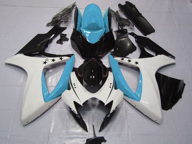 Compra Carenados Moto Suzuki GSXR 600 / GSXR 750 2006-2007 - Azul Claro Blanco Negro Brillante Estrella