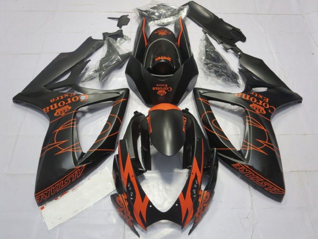 Compra Carenados Moto Suzuki GSXR 600 / GSXR 750 2006-2007 - Negro Mate Naranja Corona Extra Alstare Motul