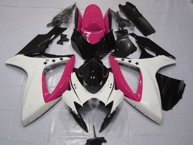 Compra Carenados Moto Suzuki GSXR 600 / GSXR 750 2006-2007 - Rosa Blanco Negro Brillante Estrella