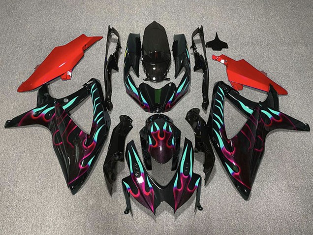 Compra Carenados Moto Suzuki GSXR 600 / GSXR 750 2008-2010 - Negro Brillante Rojo Cian Llama