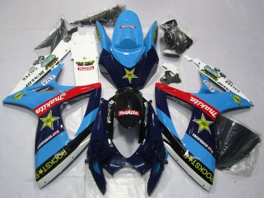 Compra Carenados Moto Suzuki GSXR 600 / GSXR 750 2006-2007 - Azul Blanco Rojo Negro Brillante Rockstar