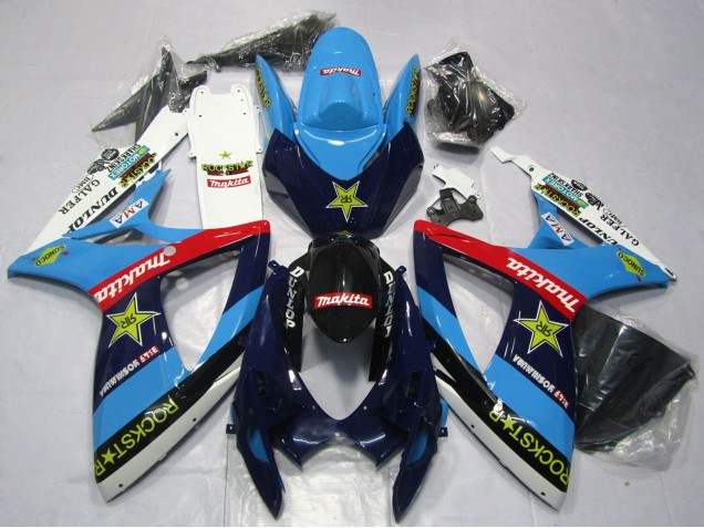 Compra Carenados Moto Suzuki GSXR 600 / GSXR 750 2006-2007 - Azul Blanco Rojo Negro Brillante Rockstar