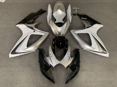 Compra Carenados Moto Suzuki GSXR 600 / GSXR 750 2006-2007 - Plata Blanco Negro Brillante OEM Estilo