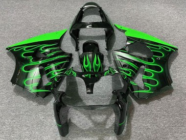 Compra Carenados Moto Kawasaki ZX6R 2000-2002 - Negro Brillante Verde Llama