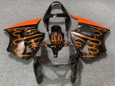 Compra Carenados Moto Kawasaki ZX6R 2000-2002 - Negro Brillante Naranja Llama
