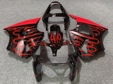 Compra Carenados Moto Kawasaki ZX6R 2000-2002 - Negro Brillante Rojo Llama