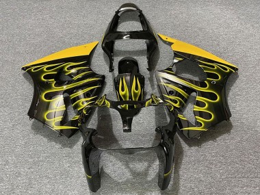 Compra Carenados Moto Kawasaki ZX6R 2000-2002 - Negro Brillante Amarillo Llama