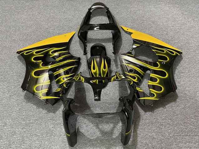 Compra Carenados Moto Kawasaki ZX6R 2000-2002 - Negro Brillante Amarillo Llama