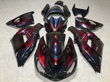 Compra Carenados Moto Kawasaki ZX14R 2006-2011 - Camaleón Azul Negro Rojo Llama