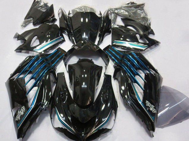 Compra Carenados Moto Kawasaki ZX14R ZZR1400 2012-2024 - Negro Brillante Azul Claro
