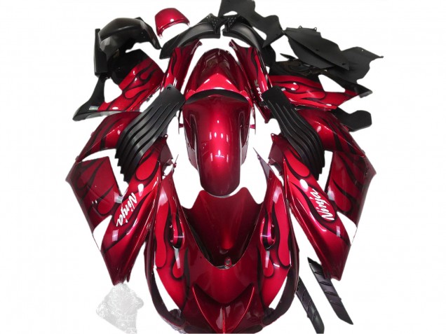 Compra Carenados Moto Kawasaki ZX14R 2006-2011 - Rojo Negro Llama Blanco Ninja
