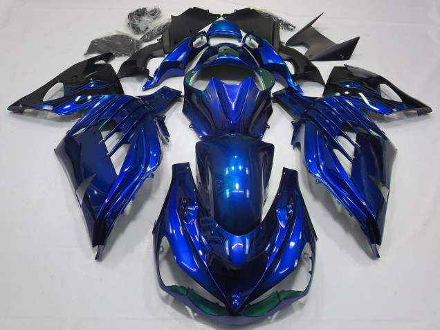 Compra Carenados Moto Kawasaki ZX14R ZZR1400 2012-2024 - Azul Negro Brillante