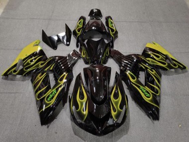 Compra Carenados Moto Kawasaki ZX14R 2006-2011 - Negro Brillante Amarillo Llama