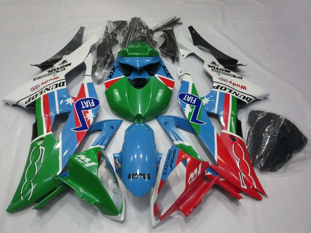 Compra Carenados Moto Yamaha R6 2008-2016 - Blanco Azul Claro Verde Rojo Fiat Dunlop Michelin Motul