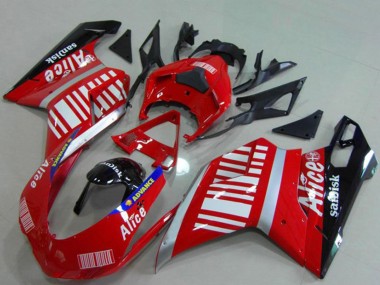 Compra Carenados Moto Ducati 848 1098 1198 2007-2014 - Plata Rojo Negro Brillante Alice Sandisk