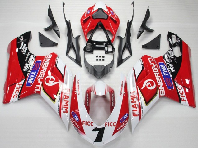 Compra Carenados Moto Ducati 848 1098 1198 2007-2014 - Blanco Rojo Azul Negro Brillante Ficc Fiamm 7