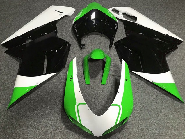 Compra Carenados Moto Ducati 848 1098 1198 2007-2014 - Blanco Verde Negro Brillante